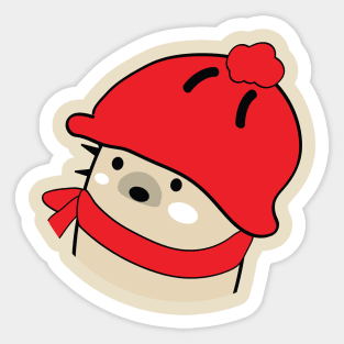 Mochie in winter hat Sticker